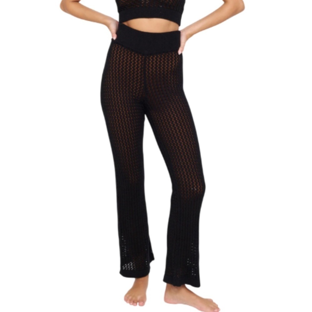 SPIRITUAL GANGSTER Camilla Crochet Wide Leg Yoga Swim Beach Pants - Large NWT